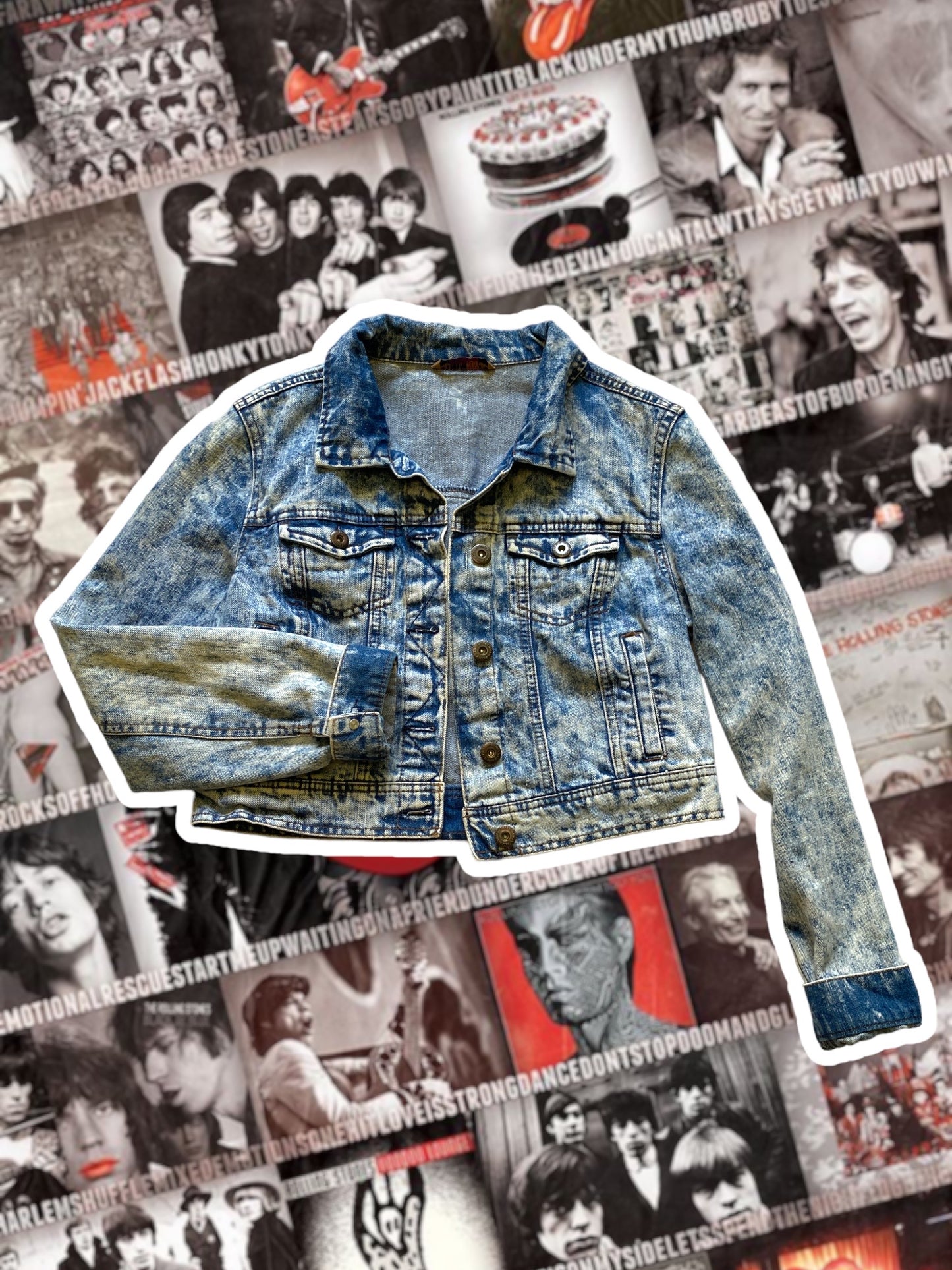 Kids: Rock On Stones Patch Denim Jacket Size Large