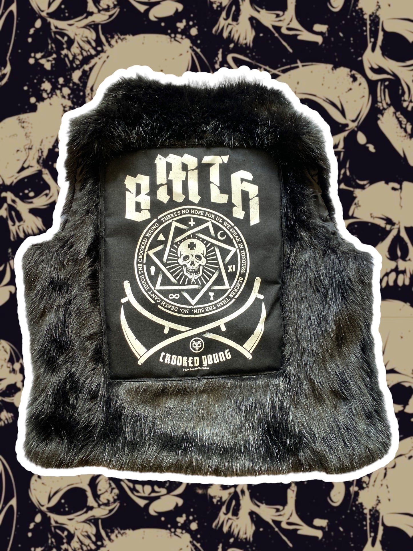 Bring Me The Horizon Patch Faux Fur Vest Size M-L