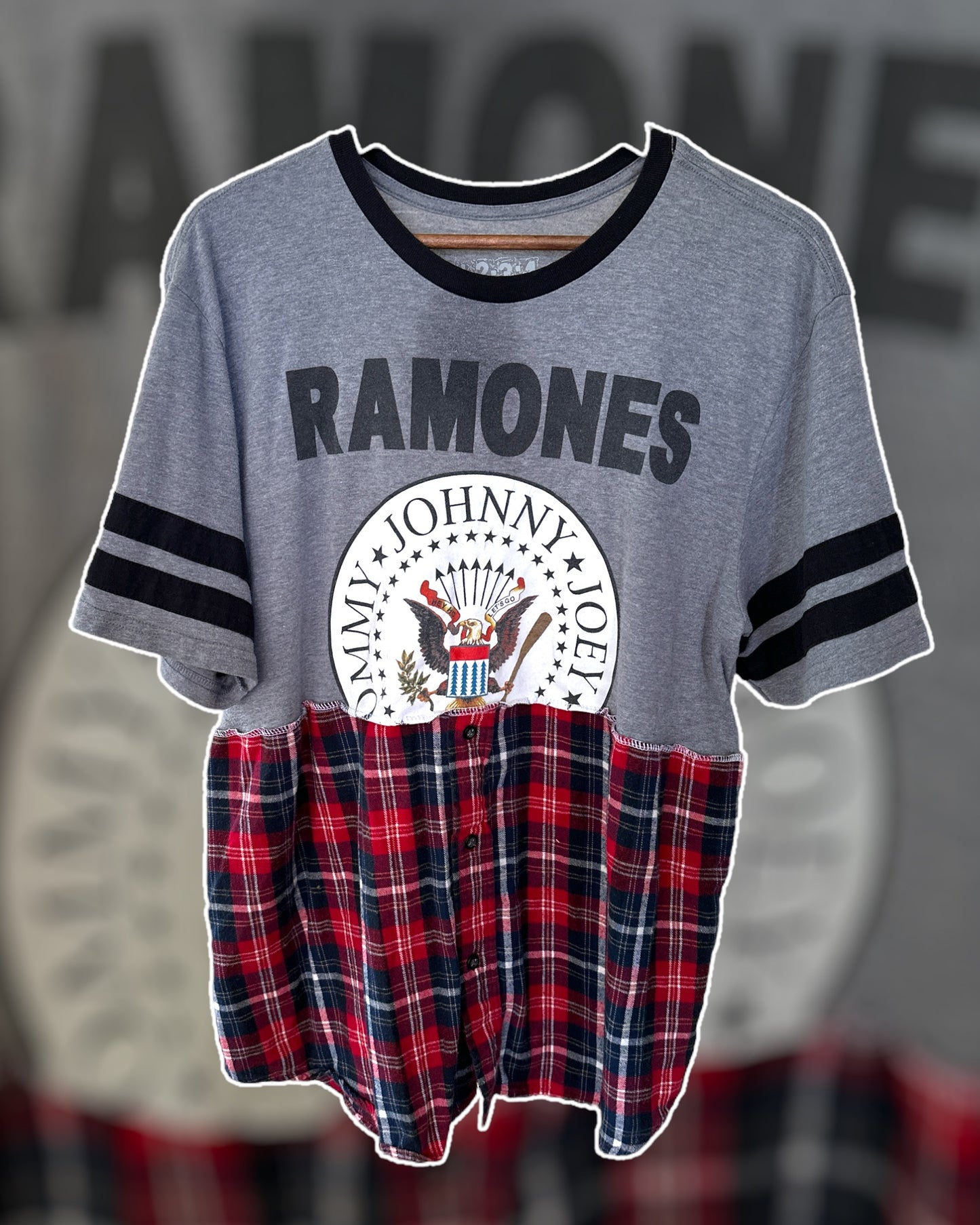 Ramones Flannel Split Tee Size XL