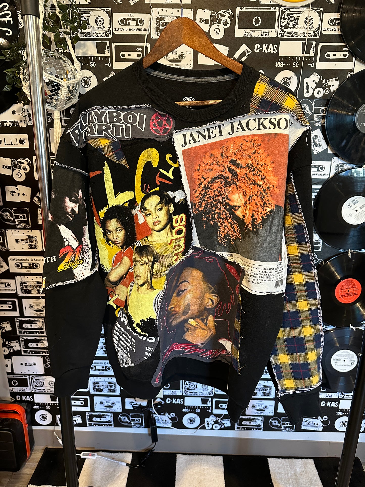 Rap Collage Sweatshirt Rework Size XL