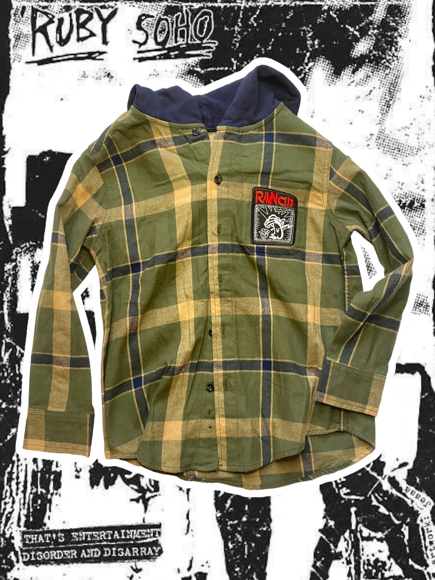 Kids: Rancid Patch Hooded Flannel Size Medium